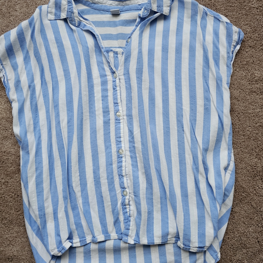 Old Navy Light Blue and White Striped Shirt